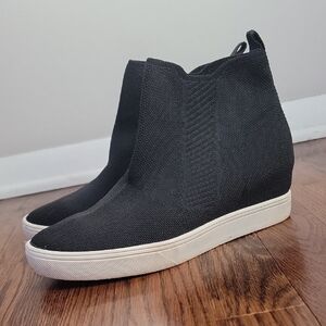 Black Knit Wedge Sneakers